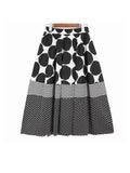 High Elastic Waist Black Dot Striped Printed Long Casual Half-body Skirt Women Fashion Tide New Spring Autumn 2023