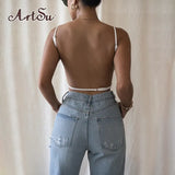 Summer White Ceopped Top Backless Women Bandage Hollow Out Crop Tops Tees Vest Sexy Tunics Cotton