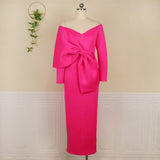 Deep V Bow High-Waisted Ass Party Big-Size Women's Dress