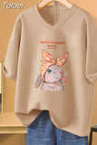 100% Cotton L-5XL T Shirt Plus Size Tshirt Short Sleeve Cartoon Women Top Summer Sweet Couple V Neck Oversized T