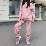 Printed Women's Tracksuit Hoodies Hooded Fleece Oversized Long Sleeve Suit 2 Piece Set Female 2021 Sport Pants Lady