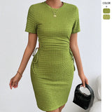 Station Summer Hot New Solid Color Collar Bubble Bubble Sleeve Dress