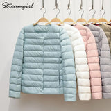 Thin Down Jacket Women Large Size Pink Womens Lightweight Down Jackets Ultra Light White Coat Warm Short Jackets