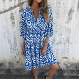 Women's Clothing Spring And Summer New Four-Sided Casual V-Neck Print Folded Lady