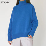Turtleneck Solid Sweater Winter Loose Comfort Warm All-Match Pullover Women 2022 Casual Plain Mutilcolor Classic