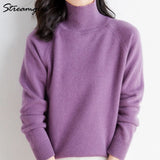 Thick Winter Sweater Women Turtleneck Pullovers Elegant Soft Basic Gray Knitted Jumpers Autumn Women's Turtleneck