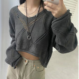 Knit Crochet Crop Sweater-Outfit