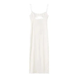 New Split Design Hollowed-Out Sexy Sling Dress 7385219-Outfit