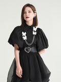 Women White Shaped Elegant Blouse New Lapel Half Lantern Sleeve Loose Fit Shirt Fashion Tide Spring Summer 2023
