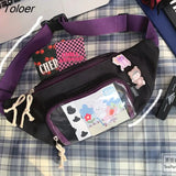 Packs Women Harajuku Fashion All-match Streetwear Stylish Kawaii Chest Bag Canvas Ulzzang Sweet Outdoor Travel Fanny