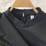 Fashion Designer Black Dresses Spring Autumn Women's Embroidery Elegant Asymmetrical Dresses Femme