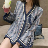 Ins 2021 Spring Stripe Plaid Suits Korean Female Coat Loose Retro HK Basic Jackets Women Plus Size Outerwear Coats Za