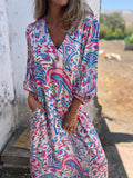 Women's Spring Summer New V-Neck Fashion Holiday Print
