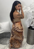 Leopard Print High Waist Ruffles Long Curvy