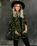 Size Leopard Knit Women Cardigans Casual Loose Knitted Woman Sweaters Coat Pockets Long Sleeve Cardigan Autumn
