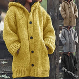 Mid-length Sweater New Cardigan Hooded Jacket Coats Women Winter Sweater Clothes