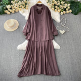 Wind Leisure Two Sets Of Women Loose Outside Thin Long-Sleeved Shirt Cover Skinny Sling