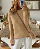 Sheintemu Autumn And Winter Long Sleeve Simple Solid Color Sweater