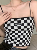 Plaid Sexy Vest Women Sleeveless Elegant Party Crop Tops Female High Street Beach Holiday Chic Strap Tank Tops 2022