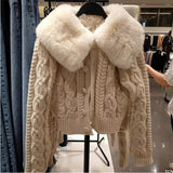 Women Autumn Long Sleeved Hoodie Cardigan Fluffy Plush Patchwork Pompom Drawstring Sweater Coat Solid Color Slim White