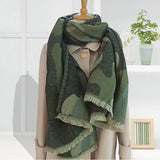 Winter Leopard Print Cashmere Scarf Women Green Warm Thick Wool Shawl for Women Scarves and Shawls Ladies Ponchos and