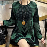 E-Commerce Spring And Autumn Wear Loose Sweater Sweater Hit Color Dress Women-Outfit