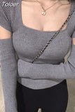 Cropped Pullovers Tops Women's Clothing Pull Femme Square Collar Tunic Knitwear Jumper Korean Fashion Knit