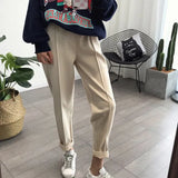 Thicken Women Pencil Pants Plus Size Wool Pants Female 2019 Autumn High Waist Loose Trousers Capris Good