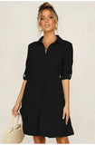 Shirt Dress Women 2021 Turn Down Office Long Sleeve Mini Dress Elegant Blue Sexy Party Dresses Vestidos De Mujer