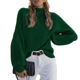 2025 New Loose Half-High Collar Knitwear Women's Solid Color Turtleneck