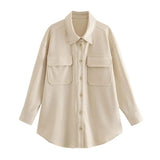 Aachoae Women Solid Oversize Loose Jacket Coats Casual Turn Down Collar Batwing Sleeve Coats Female Elegant Autumn