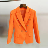 QUALITY Newest 2022 Designer Blazer Women's Lion Buttons Double Breasted Blazer Jacket Neon