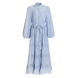 TWOTWINSTYLE White Hollow Our Dresses For Women Stand Collar Lantern Sleeve High Waist Patchwork Bow Slim Mini Dress Female