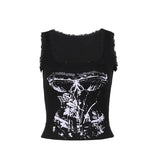 Summer 2024 New Dark Dopamine Millennium Vintage Printed Vest Girl-Outfit