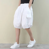 Women's Bloomers Fashion Thin Section Loose Large Size Literary Lace Drawstring Pocket Casual Women's Five-point