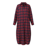 Vintage Women Check Sundress 2022 ZANZEA Autumn Shirt Dress Long Sleeve Maxi Vestidos Female Button Lapel Robe Femme