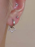 Hollow Out Star Rhinestone Hoop Earring-Outfit