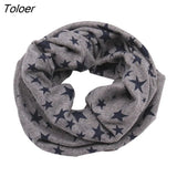 Autumn Winter Long Warm Star Print Children Scarf Snood Outdoor Neck Warmer O Ring Scarf For Kids Baby Cotton Ring