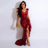 Feather Sequin Backless Maxi Dress Party Elegant Luxury Evening Dresses 2023 Going Out Womens Sexy Clothing