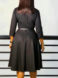 Women's 2025 Autumn And Winter 2025 New Fashion V-Neck Solid Dress With High-Waisted African