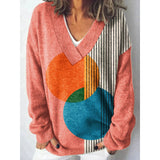 Christmas Abstract 3D Print Big V-Neck Long-Sleeved