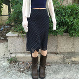 Trend Classic Stripe Chiffon Skirt 2023 Summer New Fashion Simple Leisure Skirt Women-Outfit