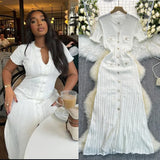 Small Fragrant High-End Hollow Wood Ear Lace Crate Trim Slimming Knitted Dress