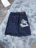 Shorts Y2K Pants Harajuku Hip-Hop Printed Baggy Denim Shorts Summer Neo-Gothic-Outfit