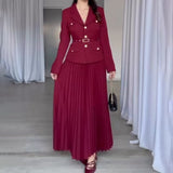 Temperament Long Dress Suit Women's 100-Fold Dress Suit Women's