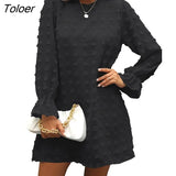 Loose O-neck Dot A-line Dress Women Long Sleeve Elegant Boho Mini Dress 2022 Spring Summer Woman Fashion Beach