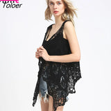 Summer Beach Cover Up Top Cardigain Hippie Froral Patchwork Lace Vest Retro Vintage Crochet Asymmetric Open Stitch