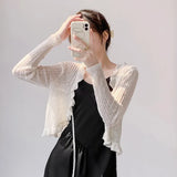 Knitted Cardigan Women's Thin Suspender Skirt With Air-Conditioning Blouse Summer Shawl Ice Silk Small Shoulder Fairy Gas Jacket-Outfit