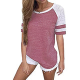 Women's Short-Sleeved Splicing 2025 Summer Hot Women's Top New Short-Sleeved Round Collar Multi-Color