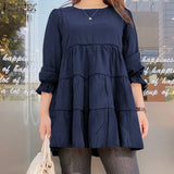 ZANZEA Ruffle Shirts Women 2022 Female Elegant Blouse Casual Puff Sleeve Black Tops Spring O Neck Blusa Femininas